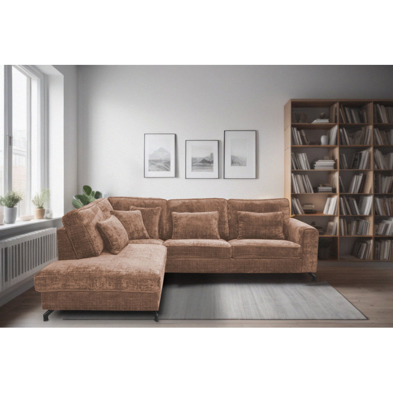 5 Seater Sofa & Chaise, Left Hand Facing, Brown