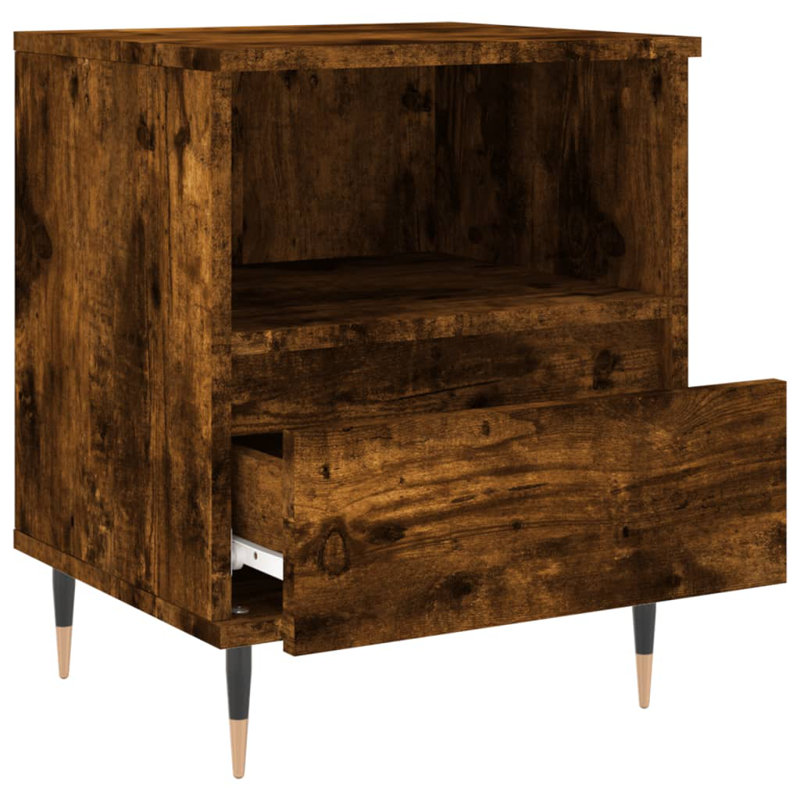 Mushaim 40 cm W Bedside Table, Smoked Oak, Set of 2