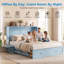 Grand lit escamotable Murphy avec station de charge et tiroirs de rangement, bleu-1118748105