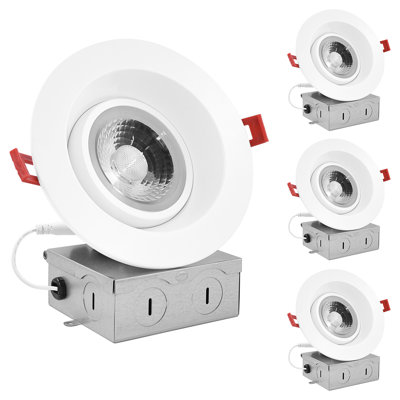 4" Gimbal Selectable CCT New Construction IC LED Canless Recessed Lighting Kit