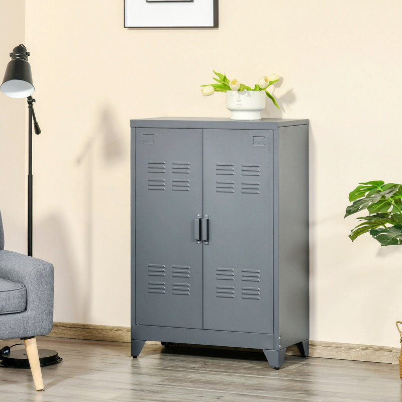 Industrial Steel Storage Cabinet With Storage Shelves, Accent Storage Cabinet For Home