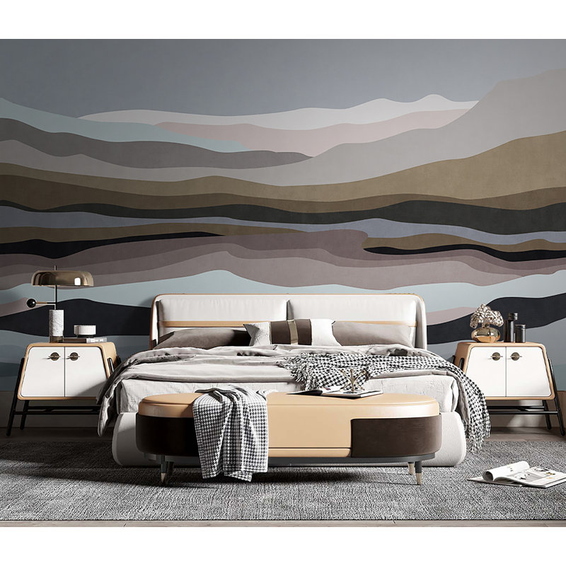 Papier peint paysage nordique abstrait, L 86 po x L 57 po