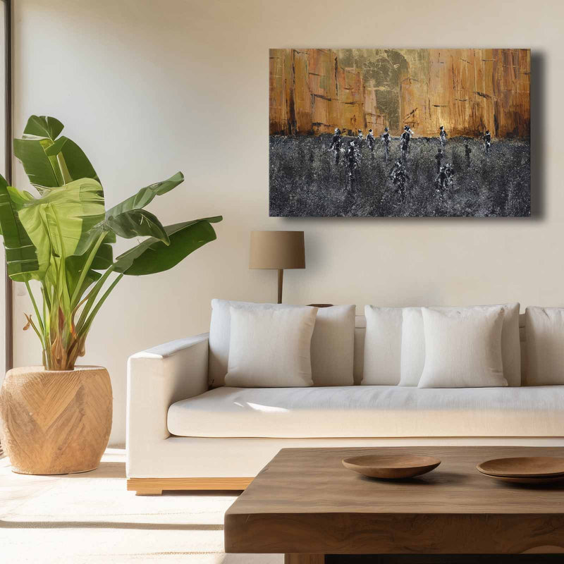 Art abstrait doré sur toile