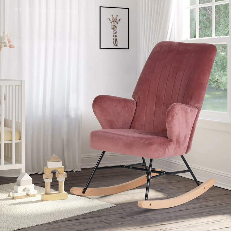 Adcock Upholstered Rocking Chair, Pink