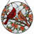 7.8"H Cardinal Birds Stained Glass Window Panel-1969953930