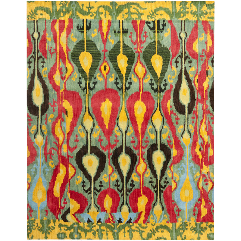 Kline Ikat Hand Tufted Wool Ikat Rug, Rectangle 10' x 14'