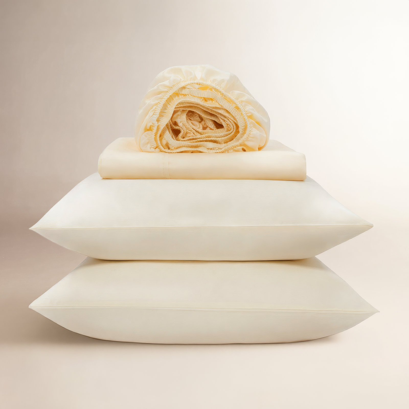 Tencel Sheet Set 4 Pieces, Cream White, Queen Sheet Set + 1 Fitted Sheet + 2  Pillowcases