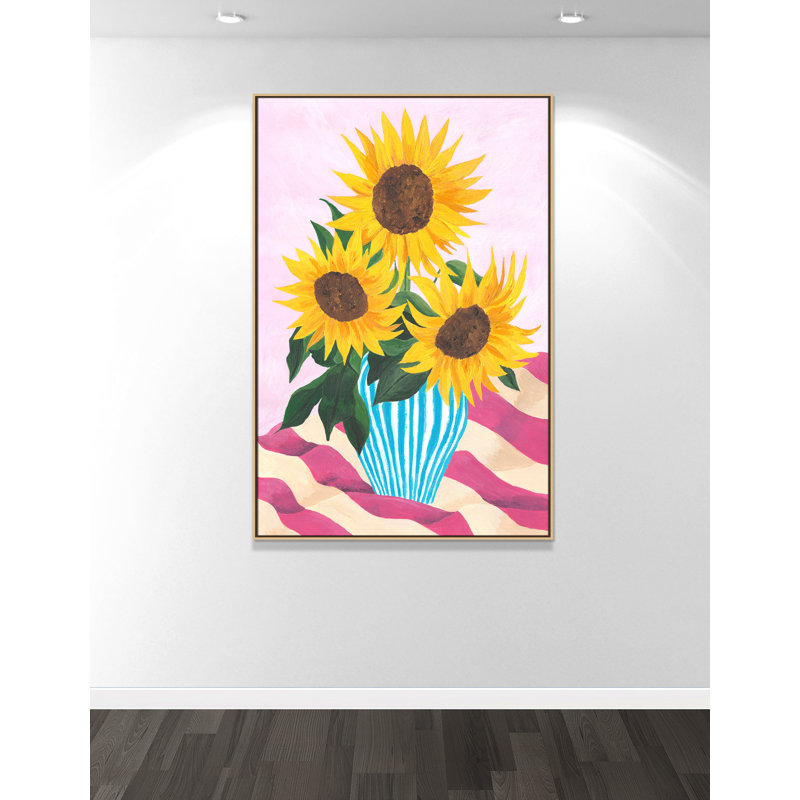 Tournesol couleurs par Violets Print House, L 41,5 po x H 61,5 po, Framed Canvas, Flotteur naturel