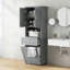 Grande armoire de salle de bain avec panier à linge intégré, grand panier inclinable et armoire de rangement supérieure-1103787019