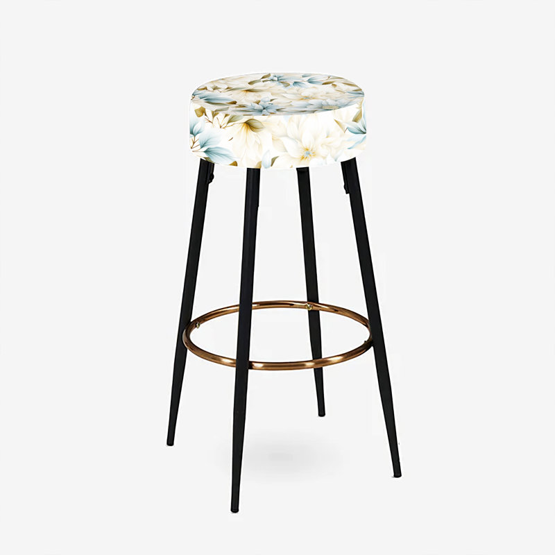 Ensemble de 2 tabourets de bar blanc mandalas chrysanthème Boho