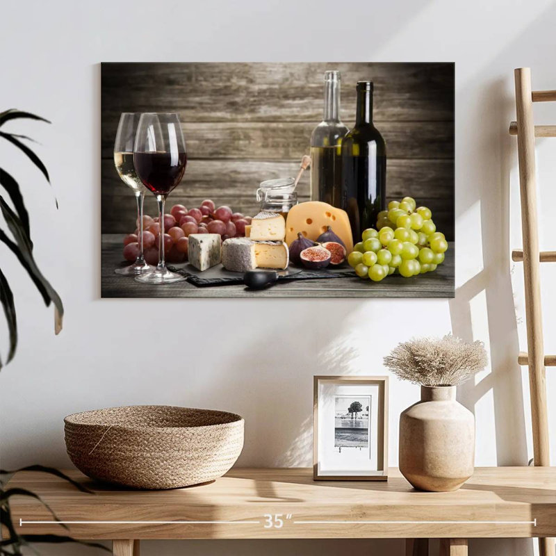 «Wine And Alco Wine And Cheese Jumelage», reproduction sur toile, H 16 po x l 24 po x P 1,25 po