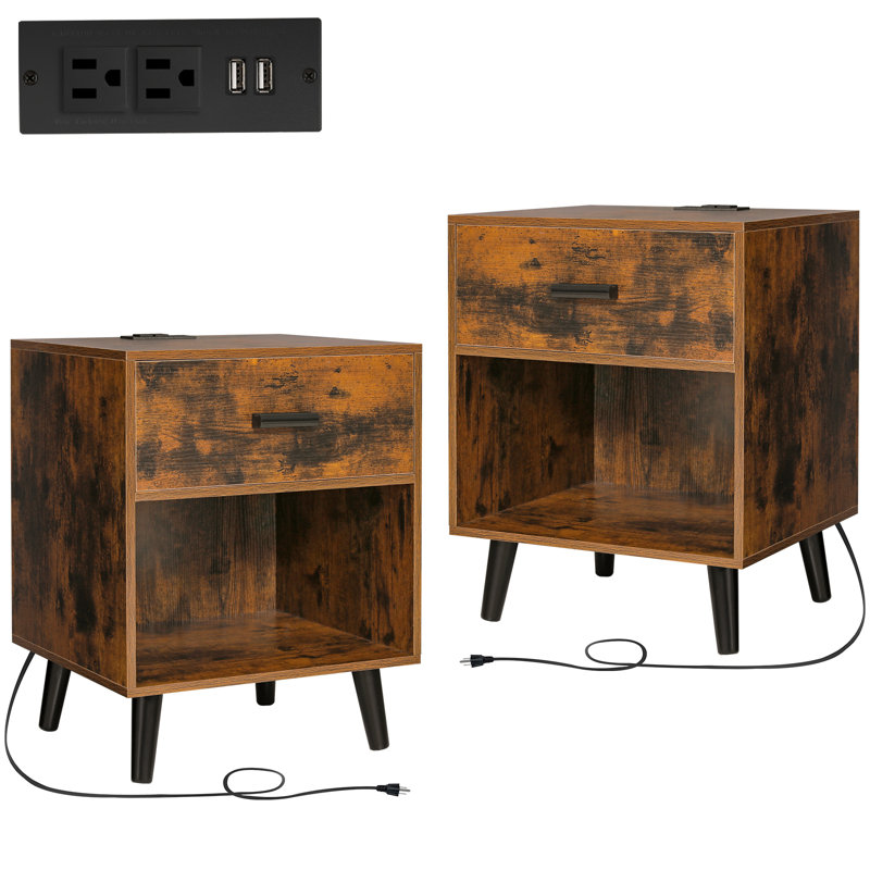 Table de chevet 1 tiroir Winston-Salem brun rustique