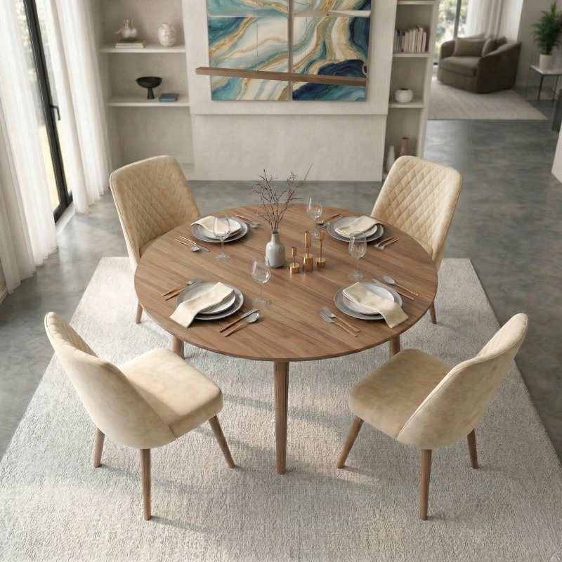 Chaise parsons rembourrée en velours Ackley, Beige