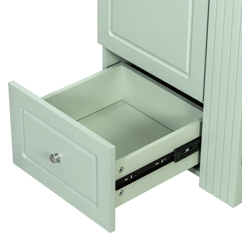 Meuble-lavabo de 20 po avec lavabo en céramique, rangement et tablettes latérales ouvertes pour salle de bain compacte