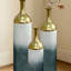 Ensemble de 3 vases élégants en métal, vases de sol à motif de feuilles, grands vases pour la décoration intérieure, décoration de salon et d'entrée