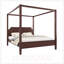Grand lit plateforme à baldaquin en bois avec tête de lit robuste et pieds de soutien, parfait pour les chambres modernes et classiques-646910502-646910497