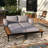Modern Outdoor Metal Daybed With Wood-Topped Side Shelves-153244574