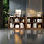 Bibliothèque spacieuse en noyer, tablette de rangement à 6 cubes en MDF, style campagne moderne pour la maison et le bureau