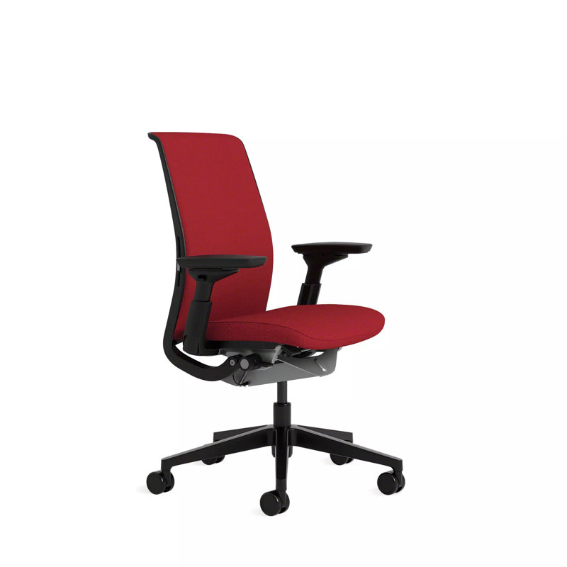 Think® Task Chair, Black, Hard Floor Casters, Scarlet