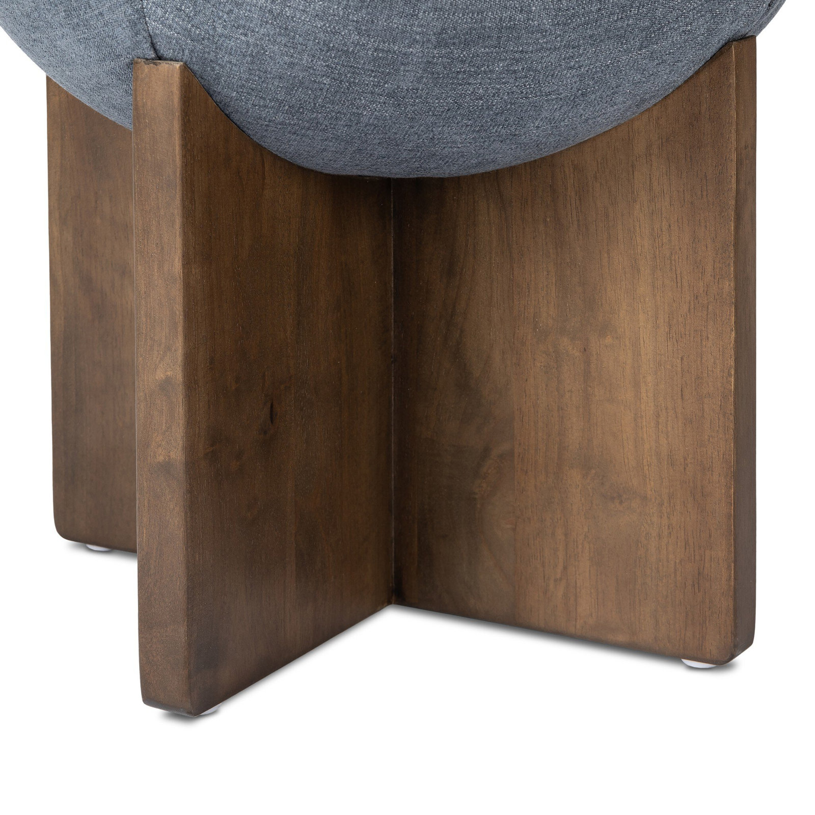 Greta 18" Solid Wood Ottoman, Laughlin Denim, Vintage Parawood