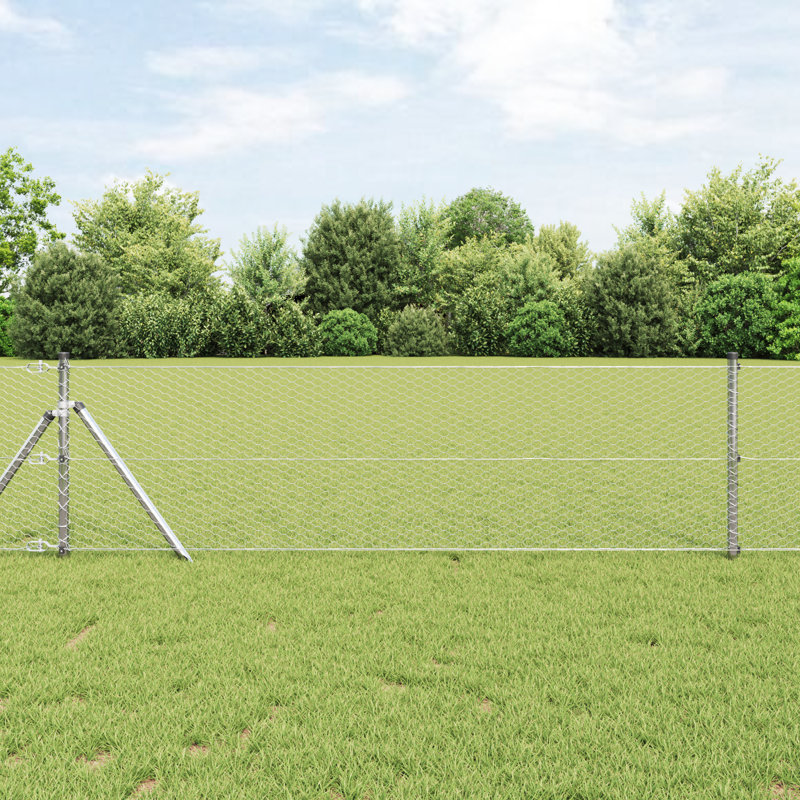 Vidaxl Hexagon Fence Galvanised Steel, 60cm H x 1000cm W, Silver