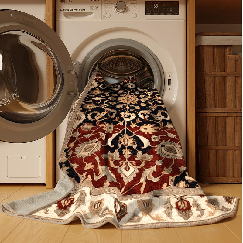Tapis brun lavable à la machine, Carré 3 pi