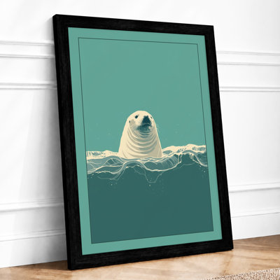 Seal in Waves Coastal - Framed Print