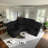 5-Seat Microfiber Manual Recliner Sectional Sofa with Drop-down Tables Cup Holders-675441310