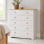 Ainsa 5-Drawer Chest of Drawers, Soft White Paint, Oak-Effect Top