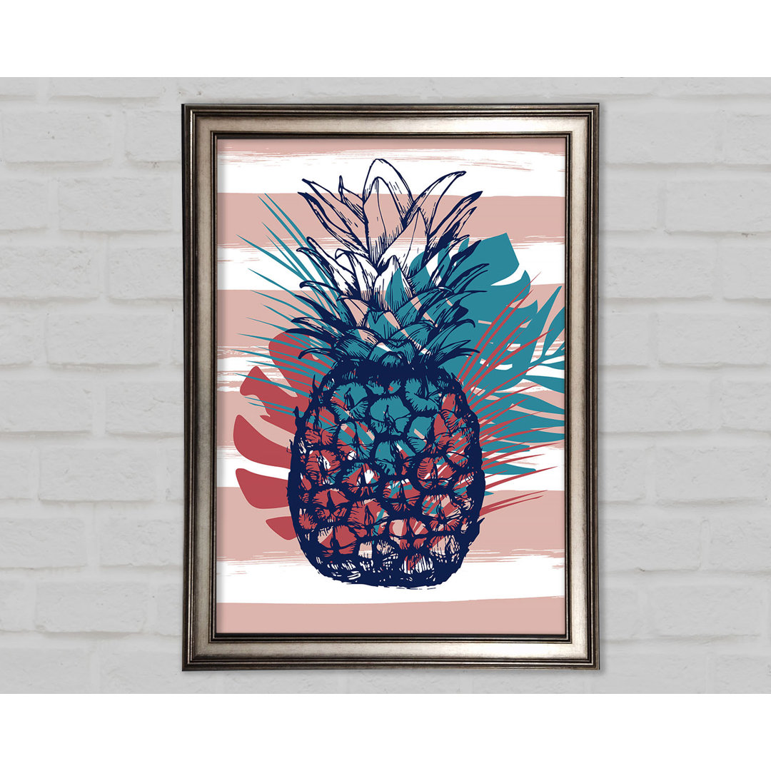 Pop Art Ananas Palmblätter - Einzelner Bilderrahmen Kunstdrucke