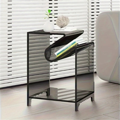 Modern Alien End Table, Clear Acrylic Double Layer Side Table with Open Design for Living Room, Sofa, Bedroom, Glass-Like Finish Nightstand or Accent Table