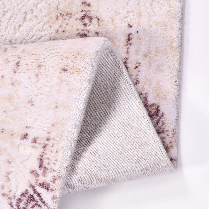 Tapis crème moderne antidérapant lavable à la machine, Tapis de couloir 2 pi 7 po x 6 pi 6 po