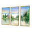 «Summer River Landscape With Green Trees», peinture sur toile 3 pièces-584515821-584515809