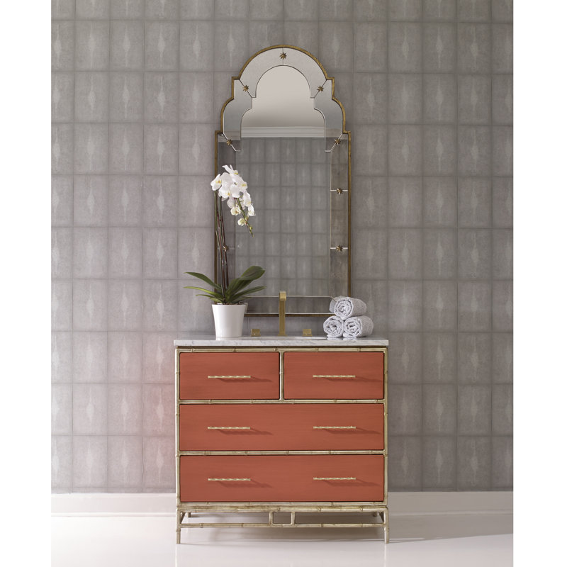 Ensemble de meuble-lavabo simple 38 po Chinoiserie, Corail