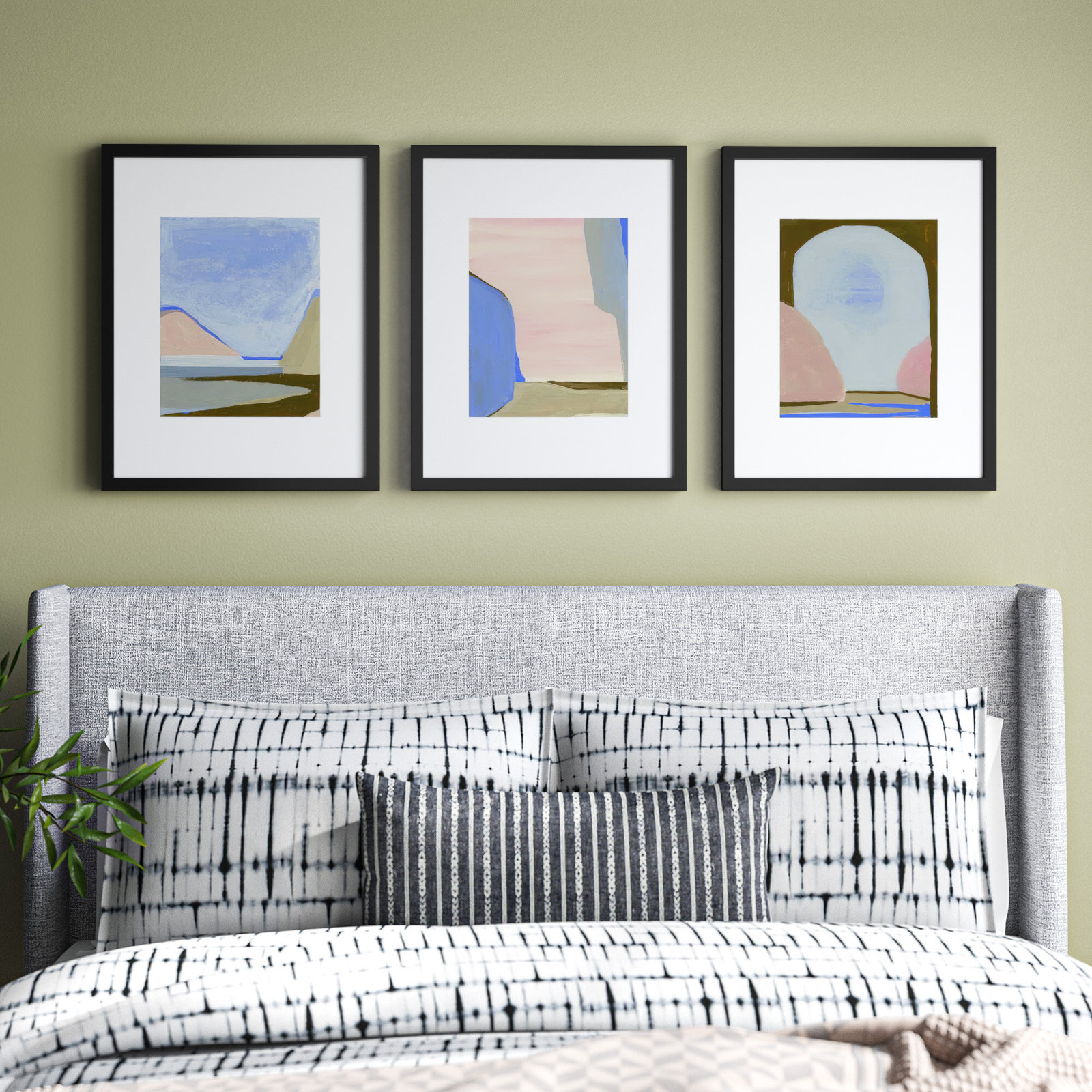 Morning Sky 3-Piece Painting Set, Black Framed, 20" H x 16" W