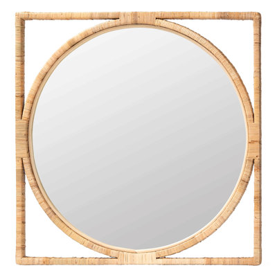 Japandi Natural Rattan Wall Mirror