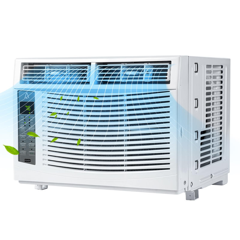 Climatiseur de fenêtre intelligent de 6 000 BTU, télécommande, ultra-silencieux, refroidit jusqu'à 250 pieds carrés Pi.  Installation facile