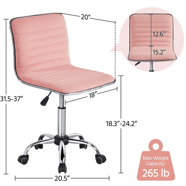 Arwand Velvet Task Chair, Pink