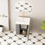 Meuble-lavabo de 21,6 po avec finition grise, lavabo en céramique, porte à fermeture en douceur, tablettes ouvertes, matériau, entretien facile avec accents en cuivre brossé à motif de vagues, armoires latérales, pour nettoyer la surface-1326842462