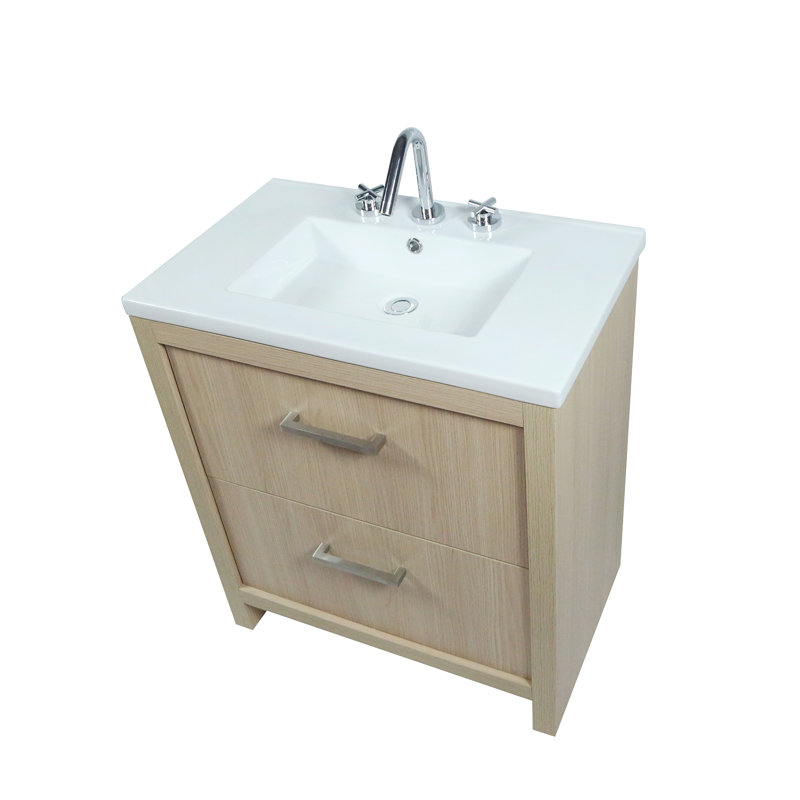 Bomely 30'' Single Bathroom Vanity with Ceramic Top