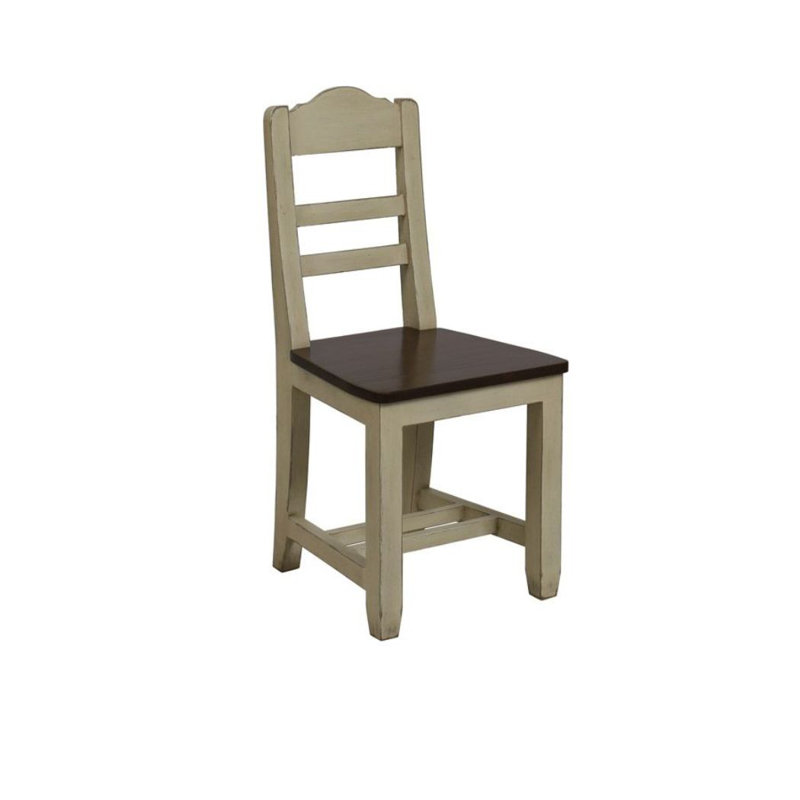 Manahan 45cm H Ladder Back Side Chair, Beige/Dark Brown