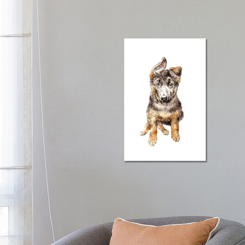 German Shepherd Puppy by Wandering Laur - Wrapped Canvas Painting, 66.04 cm H x 45.72 cm W x 1.91 cm D