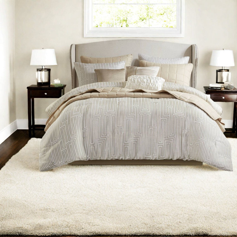 Luxury 10 Piece King Bedding Sets, Polyester Jacquard For Modern Home