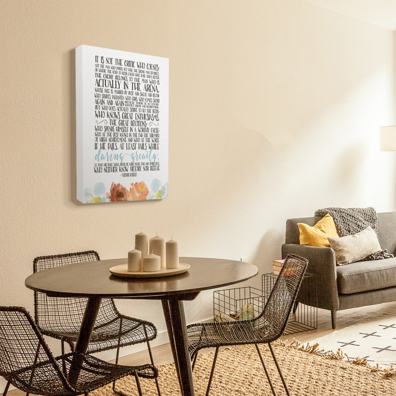 «It Is Not The Critic Who Count Roosevelt» par Tara Moss - impression d'art textuel, H 30 po x l 24 po x P 1,5 po