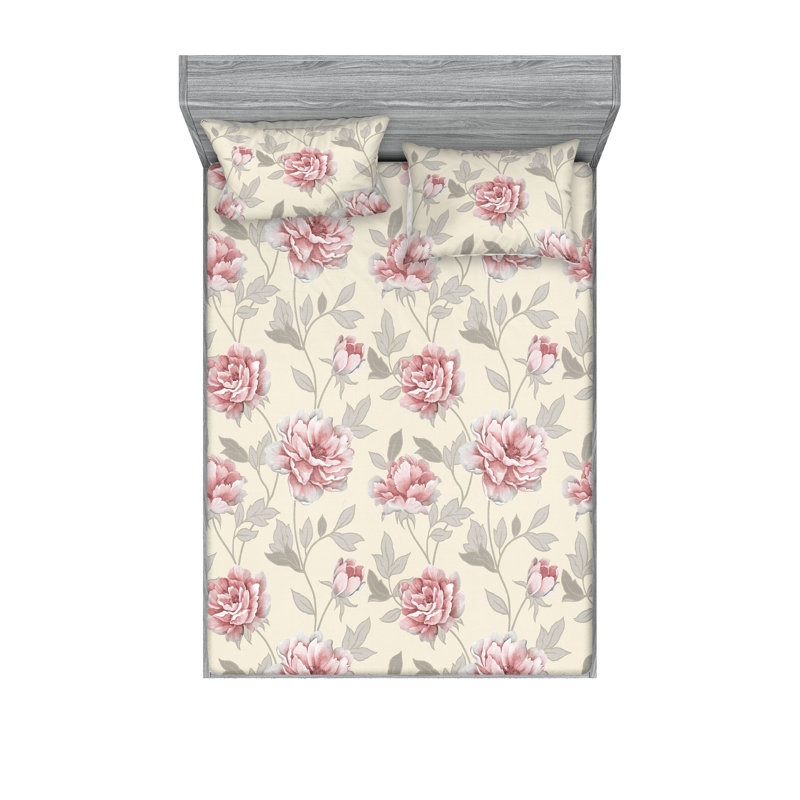 Drap-housse et taies décoratives 3 pièces Ambesonne, Ensemble de draps pour lit double avec 2 taies d'o