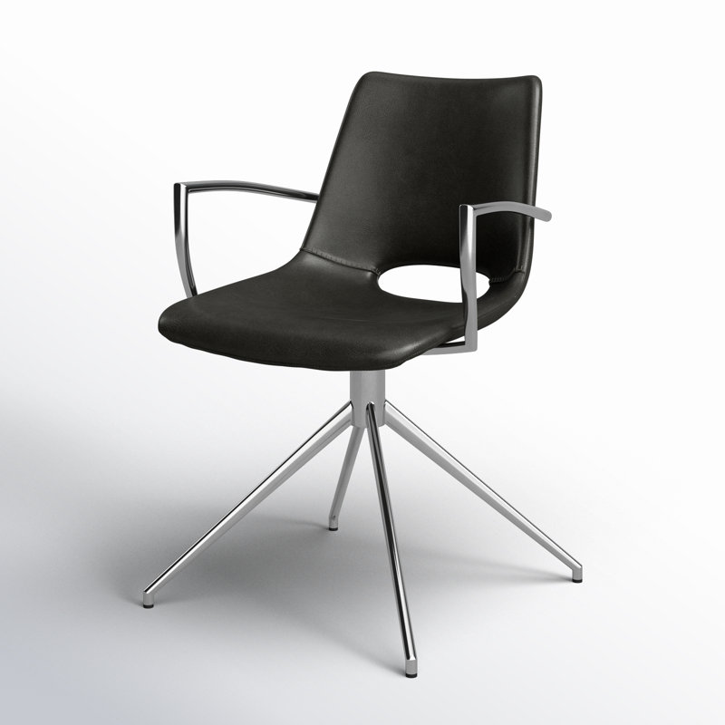 Lutrell Faux Leather Armchair, Black Faux Leather