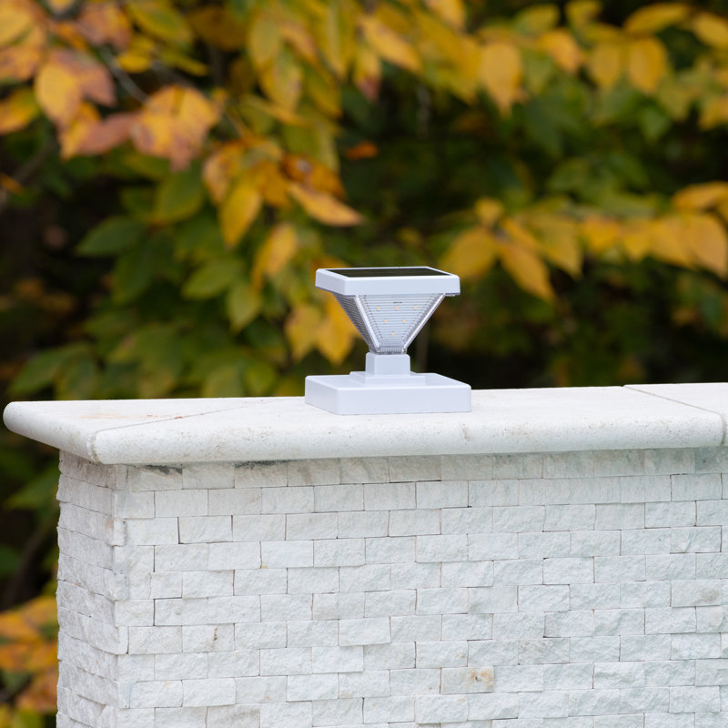 Luxor White Solar LED Post Cap Lights with Dusk to Dawn Mode (Set of 2)