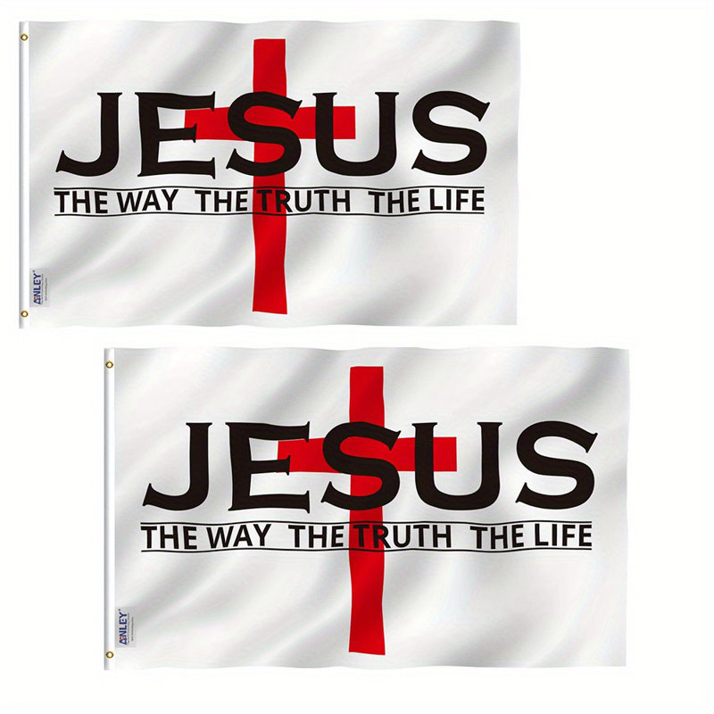 Brise-mouche 3x5 pieds Jesus The Way The Truth The Life - polyester drapeaux Christian