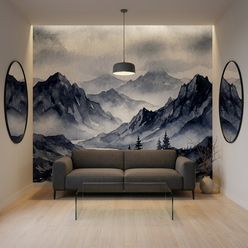 Papier peint Misty Mountains, Non tissé, 200 po x 120 po