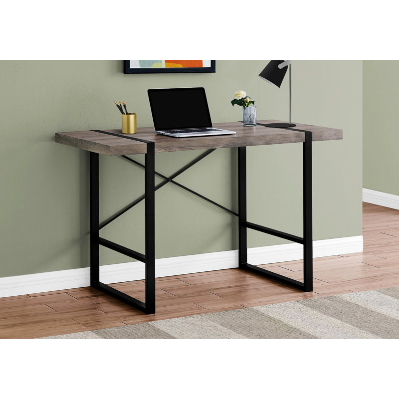 Modern Computer Desk, Home Office Desk With Metal Legs, Taupe